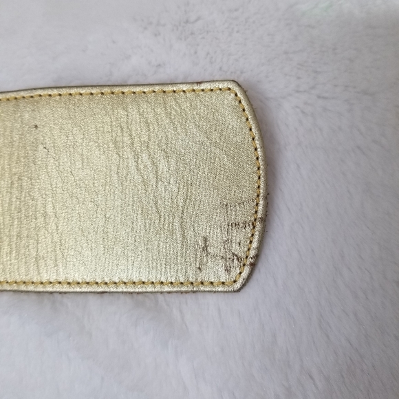 Bergdorf Goodman Rare 2-Tone Wide Gold Leather Vintage Belt S/M - Picture 12 of 16